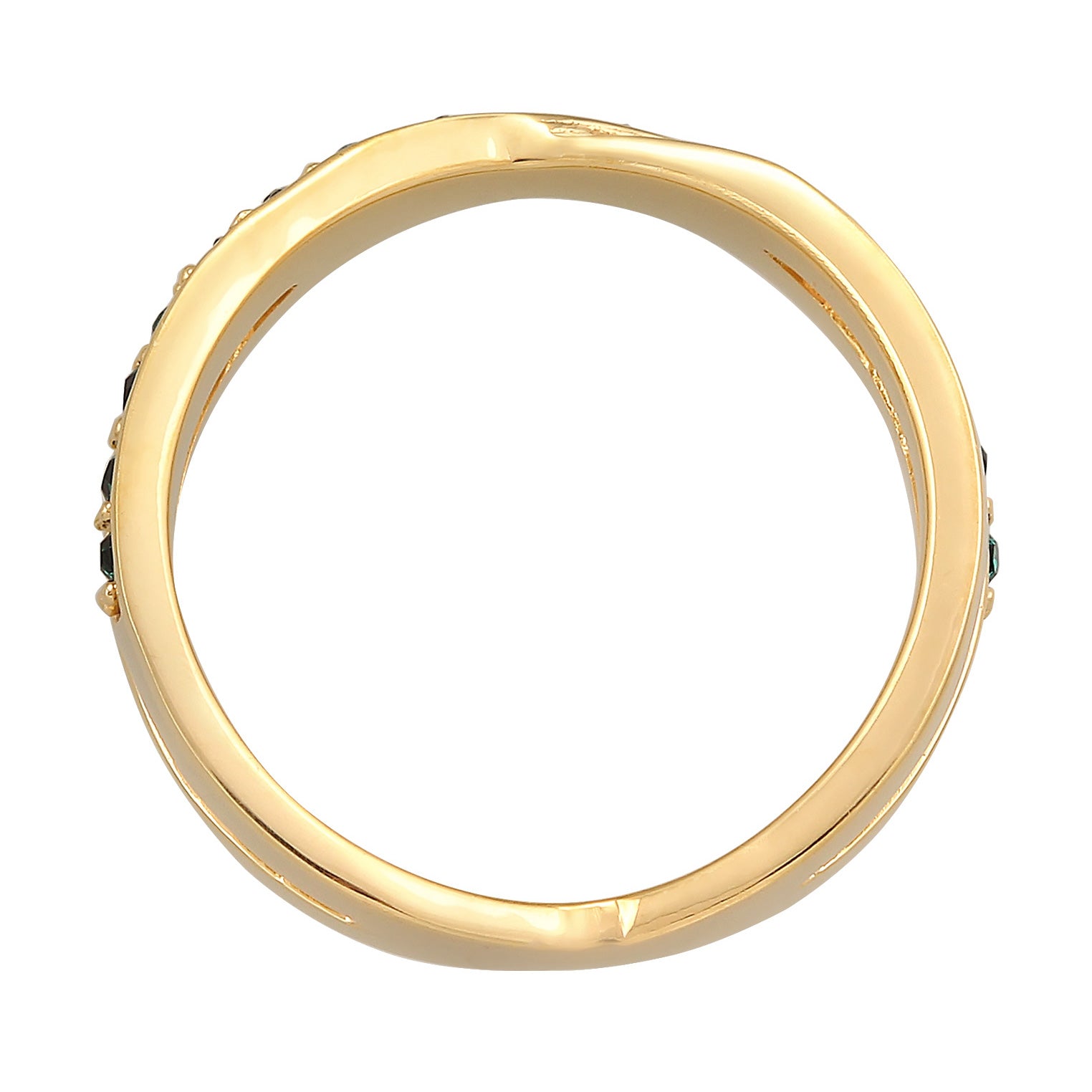 Gold - Elli | Wickelring Elegant | Kristalle (Grün) | 925er Sterling Silber Vergoldet