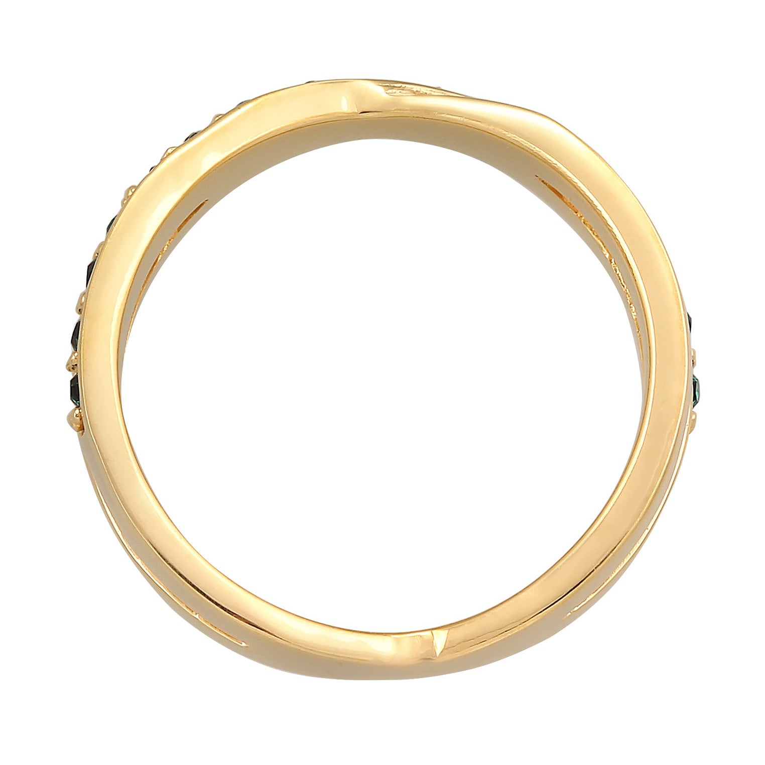Gold - Elli | Wickelring Elegant | Mit Kristallen von Swarovski® (Grün) | 925er Sterling Silber Vergoldet