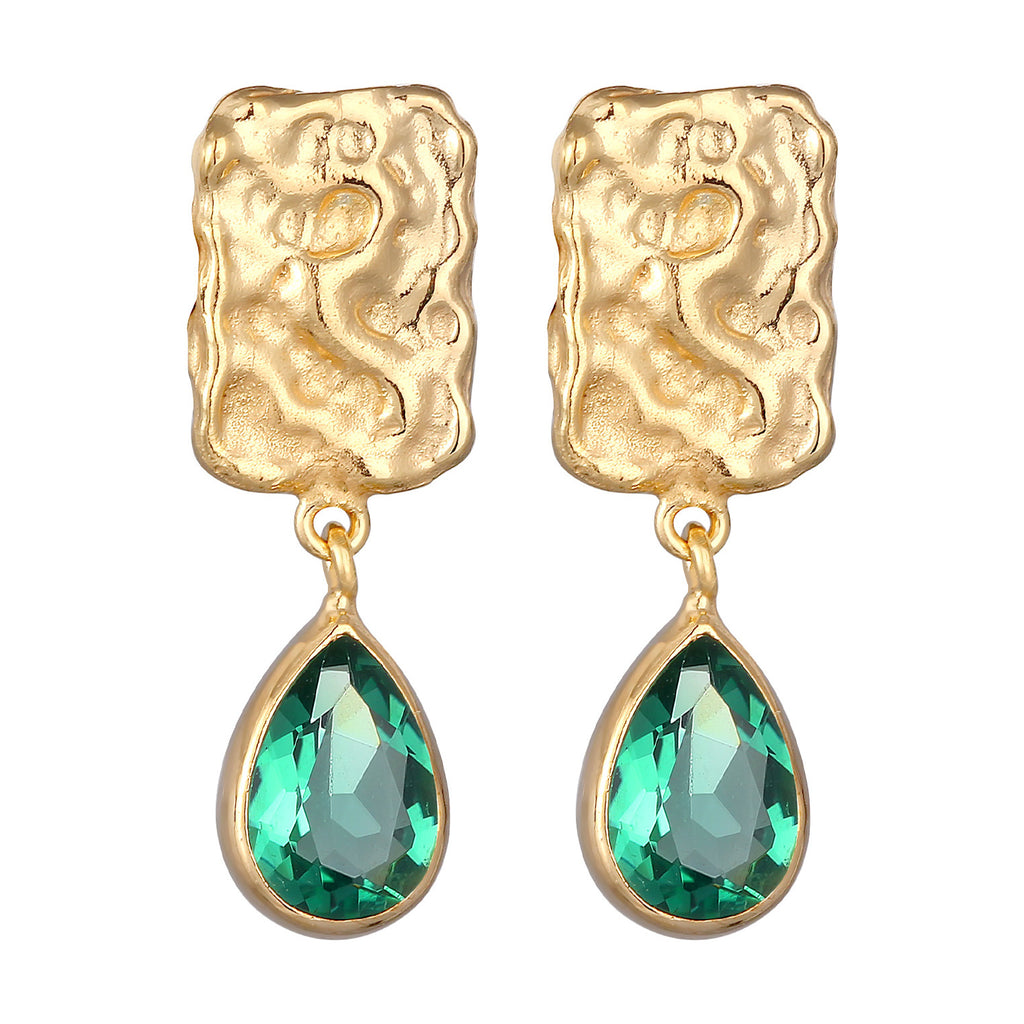 Gold - Elli PREMIUM | Ohrringe Tropfen | Quartz (Grün) | 925er Sterling Silber