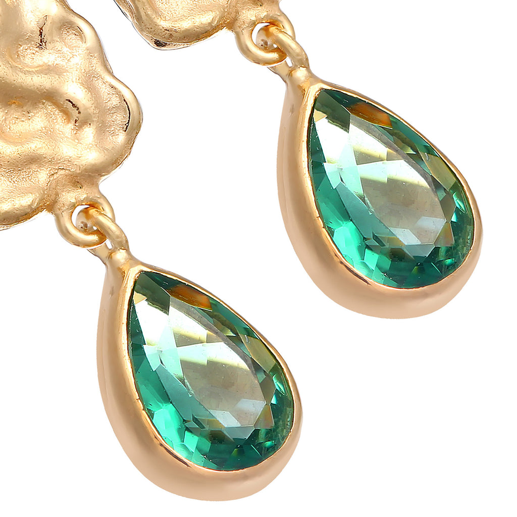 Gold - Elli PREMIUM | Ohrringe Tropfen | Quartz (Grün) | 925er Sterling Silber