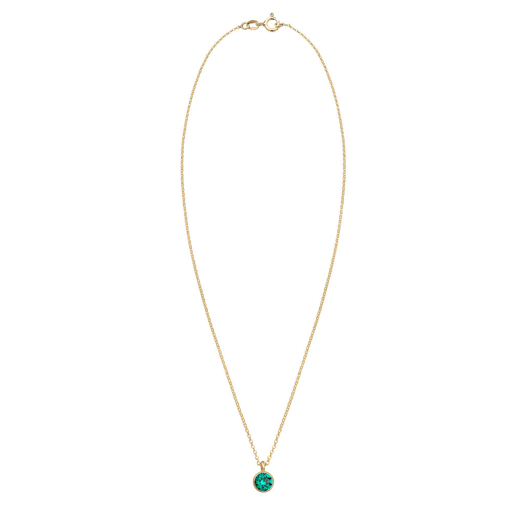 Gold - Elli | Halskette Solitär | Mit Kristallen von Swarovski® (Grün) | 925er Sterling Silber Vergoldet