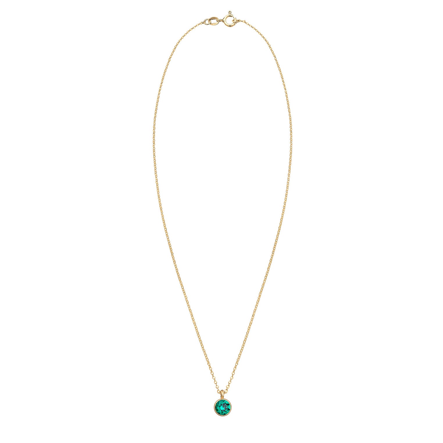 Gold - Elli | Halskette Solitär | Mit Kristallen von Swarovski® (Grün) | 925er Sterling Silber Vergoldet