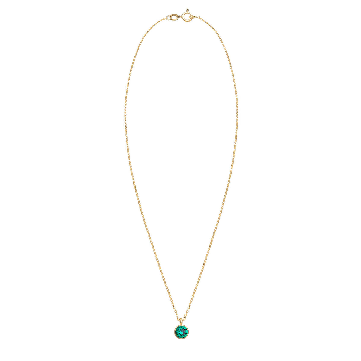 Gold - Elli | Halskette Solitär | Mit Kristallen von Swarovski® (Grün) | 925er Sterling Silber Vergoldet