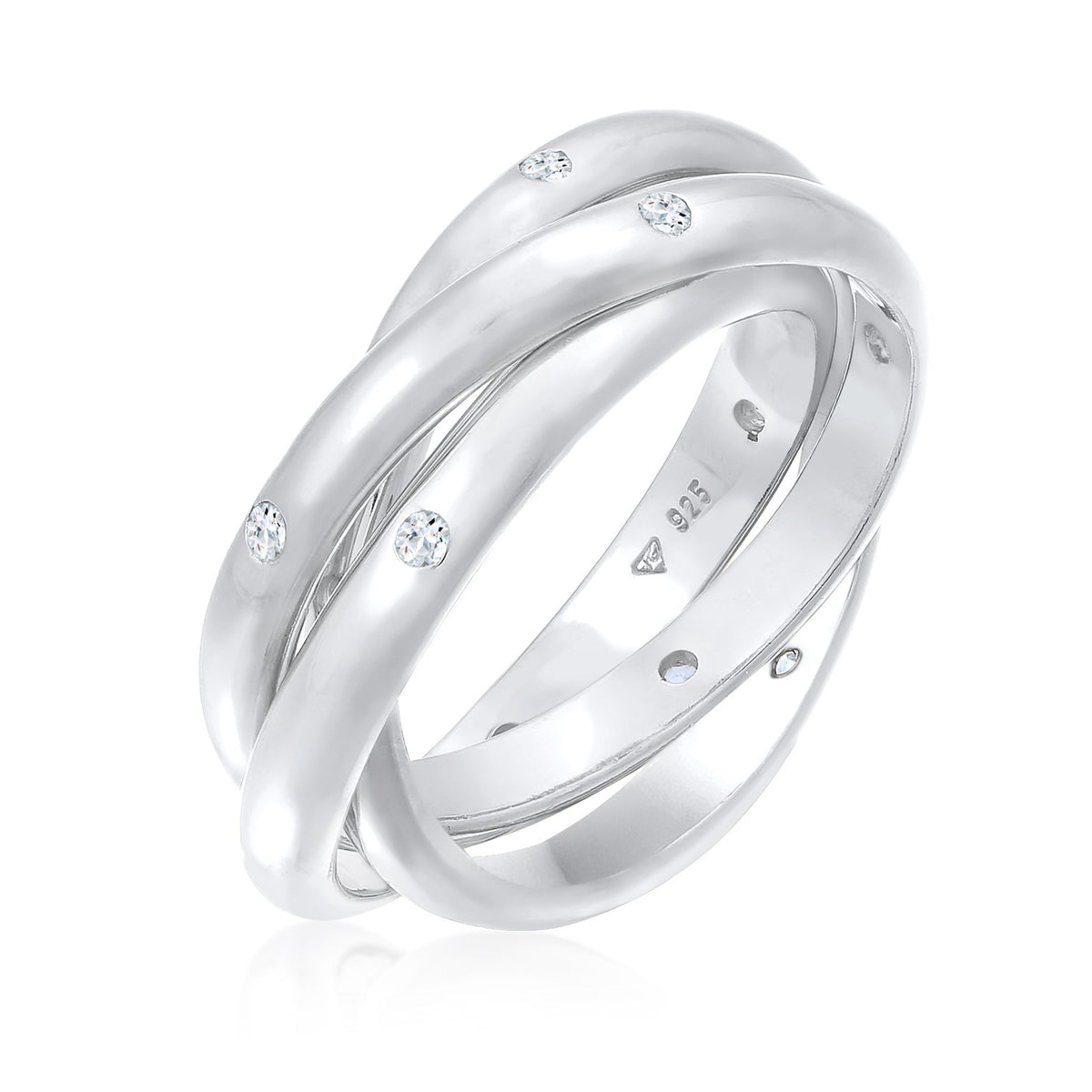 Silber - Elli PREMIUM | Wickelring Trio | Zirkonia (Weiß) | 925er Sterling Silber