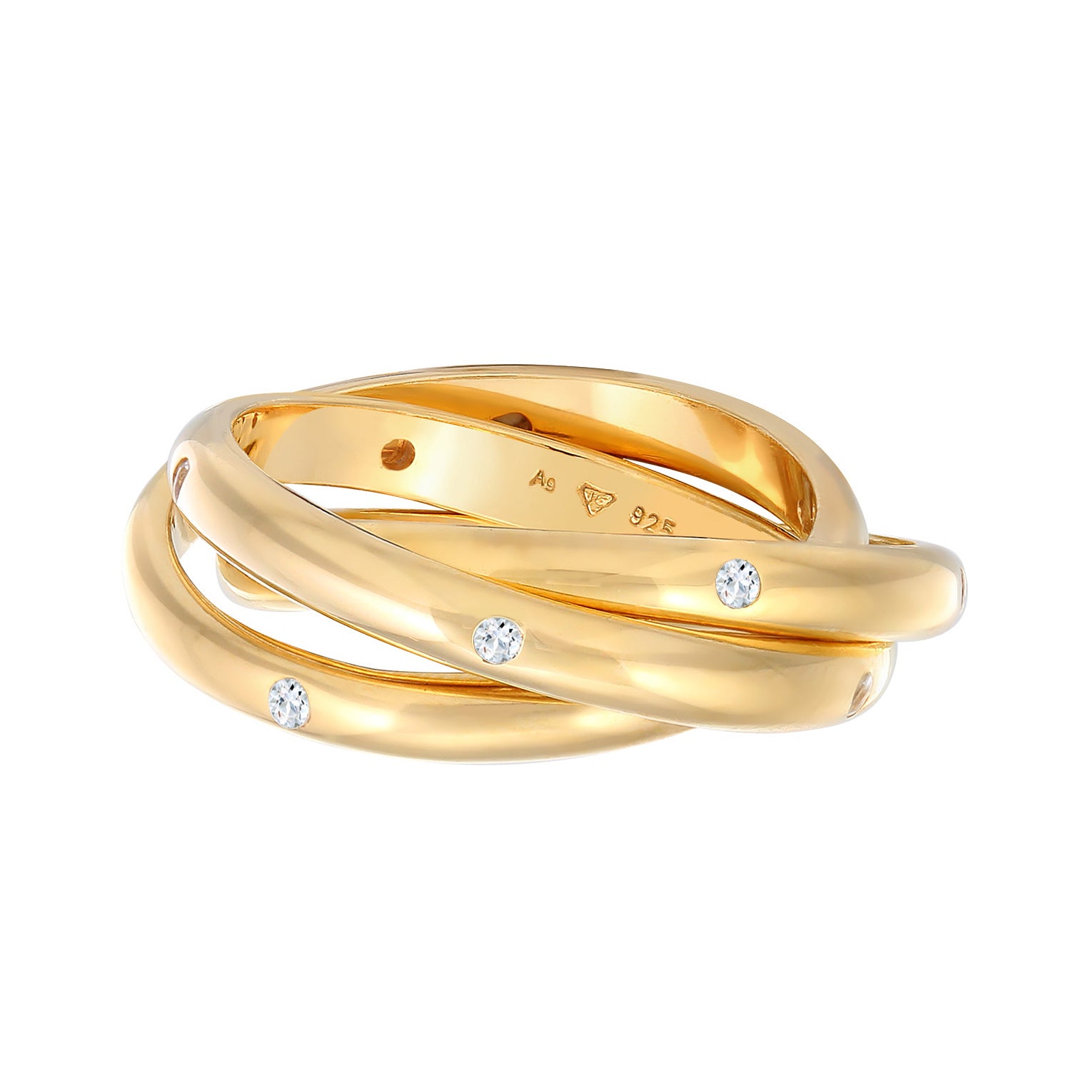 Gold - Elli PREMIUM | Wickelring Trio | Zirkonia (Weiß) | 925er Sterling Silber