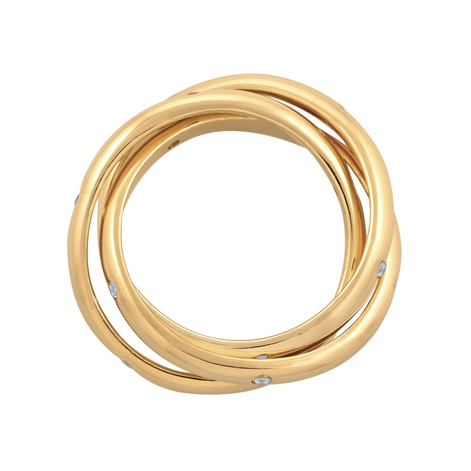 Gold - Elli PREMIUM | Wickelring Trio | Zirkonia (Weiß) | 925er Sterling Silber