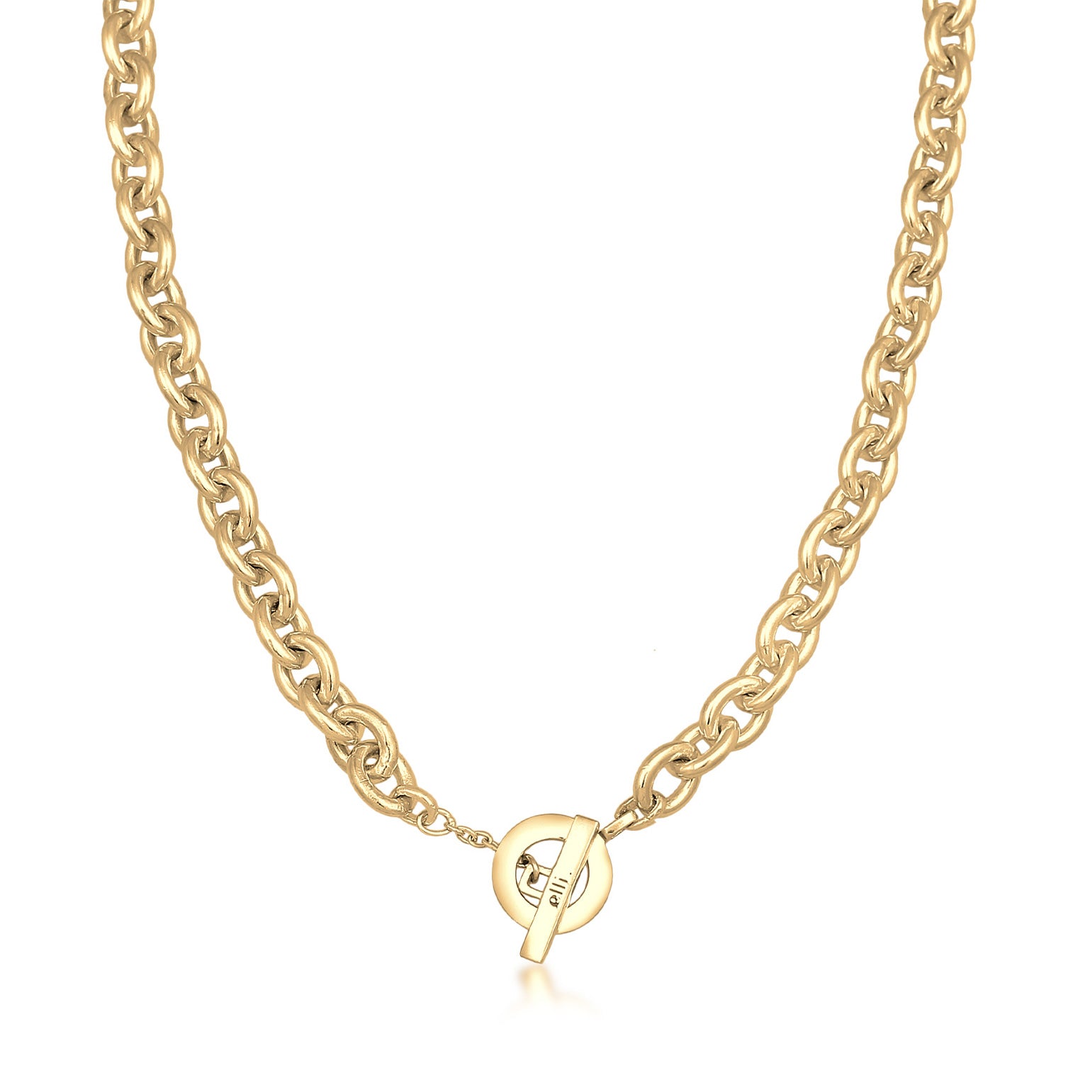 Gold - Elli PREMIUM | Glieder-Halskette Grob | 925er Sterling Silber