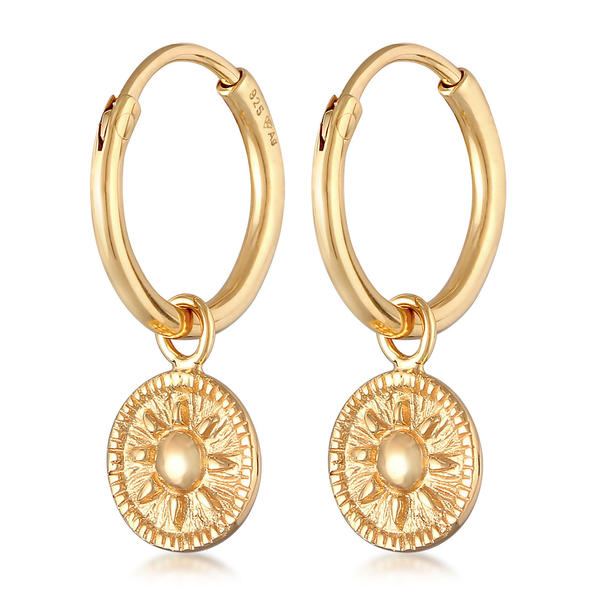 Gold - Elli | Creolen Plättchen Vintage | 925er Sterling Silber Vergoldet
