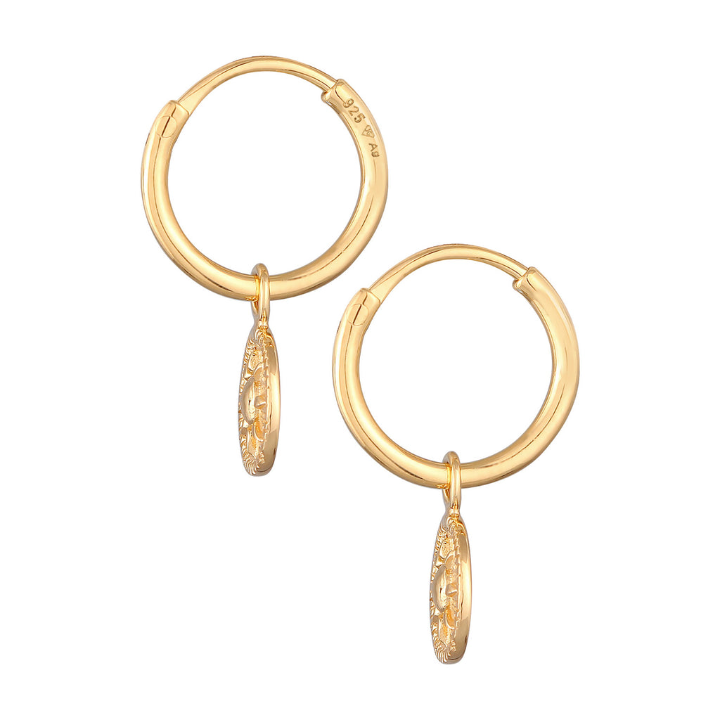 Gold - Elli | Creolen Plättchen Vintage | 925er Sterling Silber Vergoldet