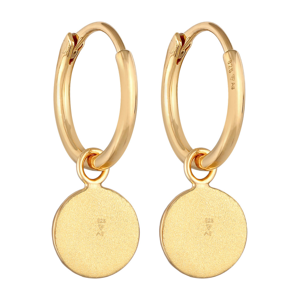 Gold - Elli | Creolen Plättchen Vintage | 925er Sterling Silber Vergoldet