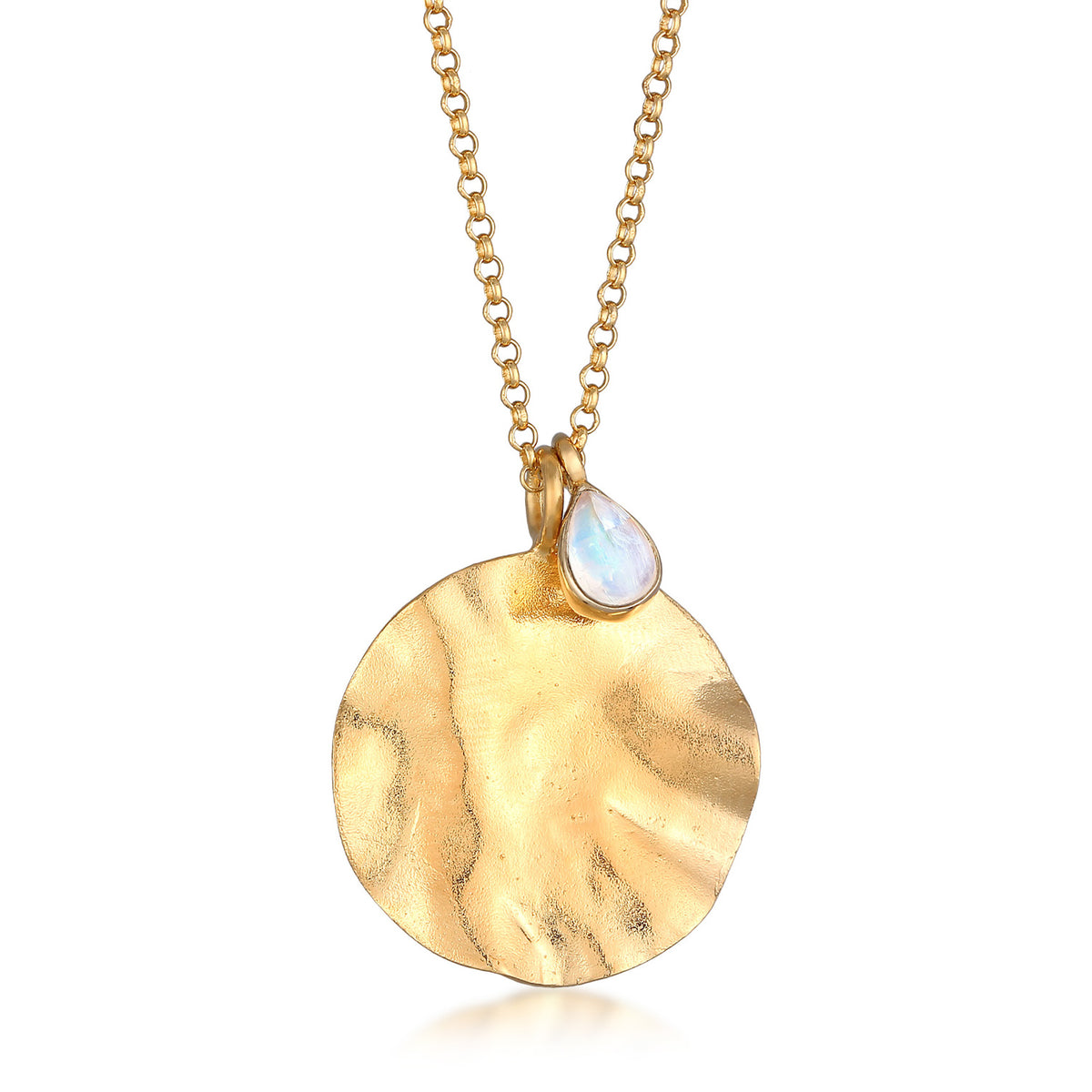 Gold - Elli PREMIUM | Halskette Plättchen | Mondstein | 925er Sterling Silber Vergoldet