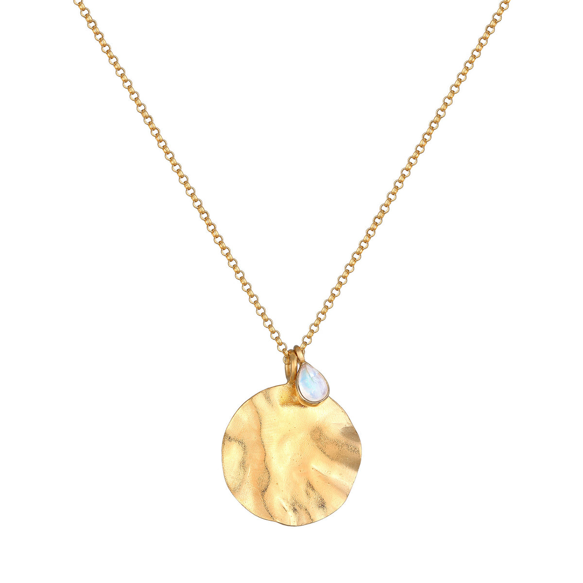Gold - Elli PREMIUM | Halskette Plättchen | Mondstein | 925er Sterling Silber Vergoldet
