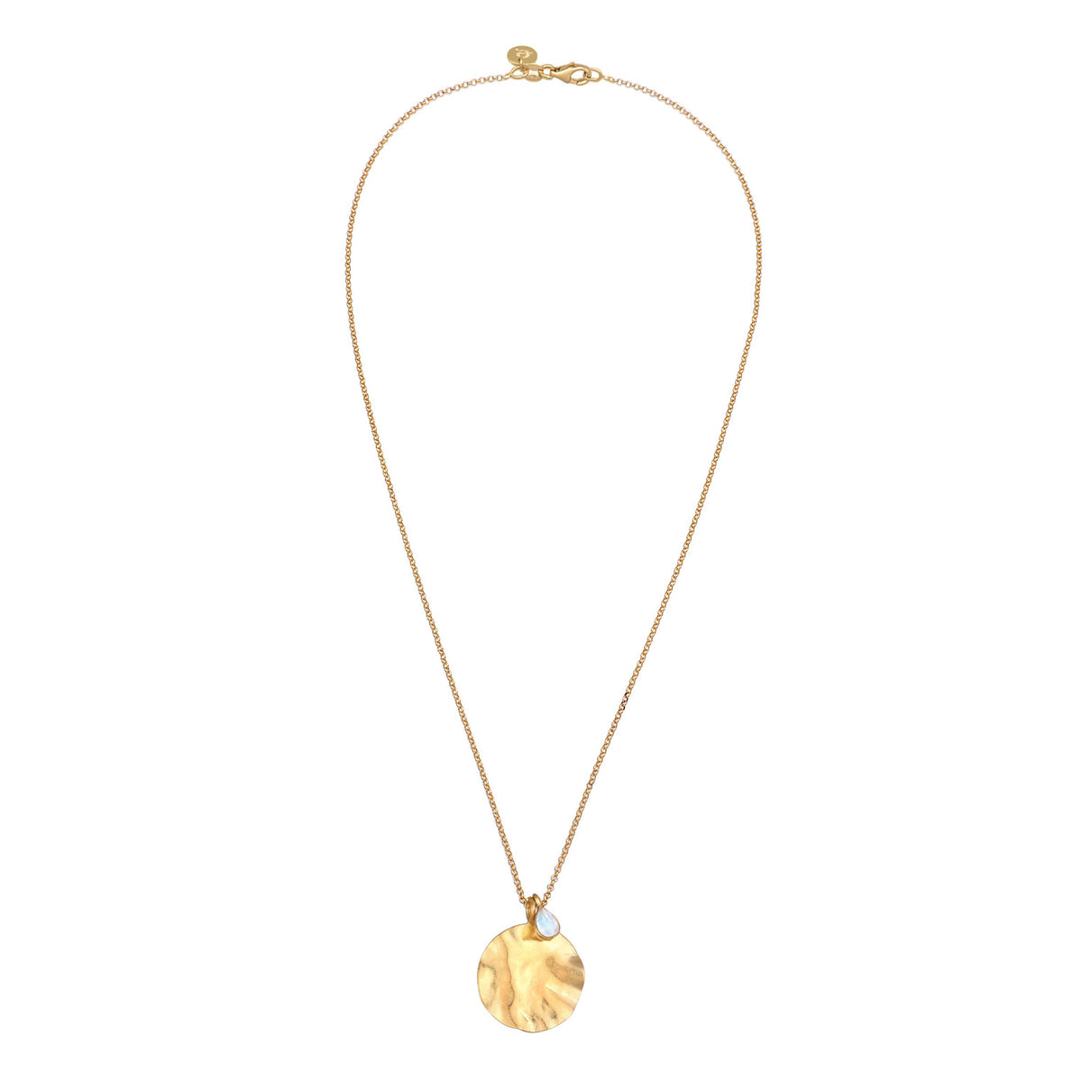 Gold - Elli PREMIUM | Halskette Plättchen | Mondstein | 925er Sterling Silber Vergoldet