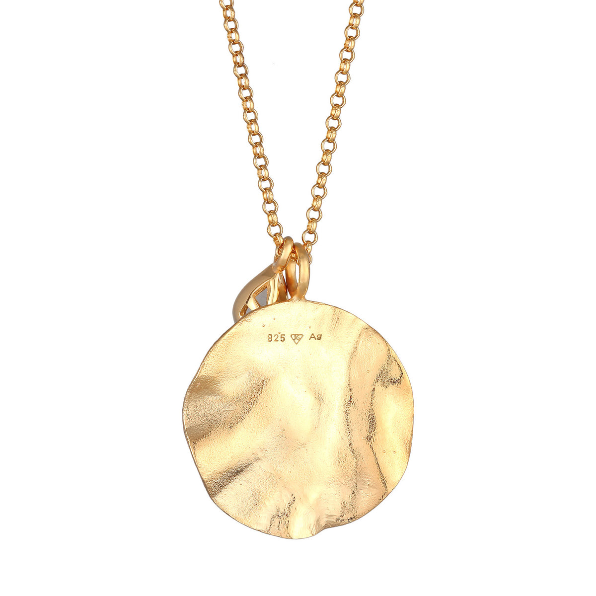 Gold - Elli PREMIUM | Halskette Plättchen | Mondstein | 925er Sterling Silber Vergoldet
