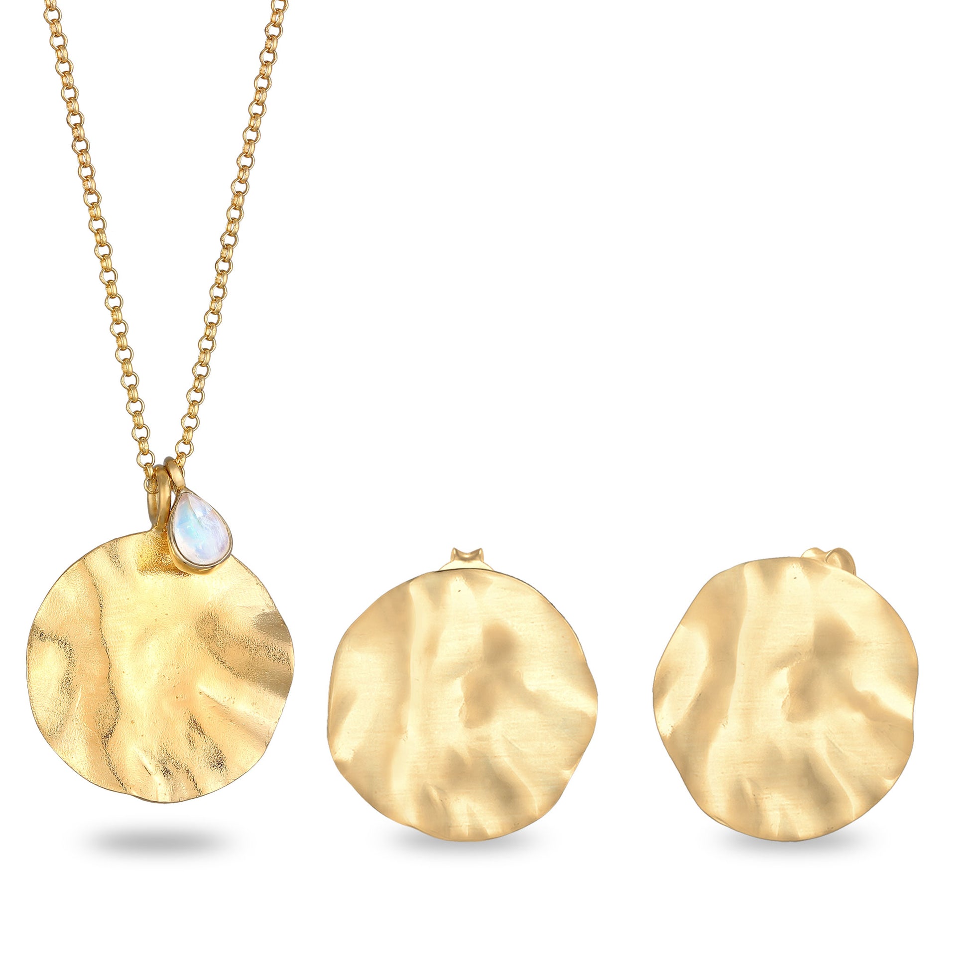 Organic Disc Halskette & Ohrstecker Schmuck Set