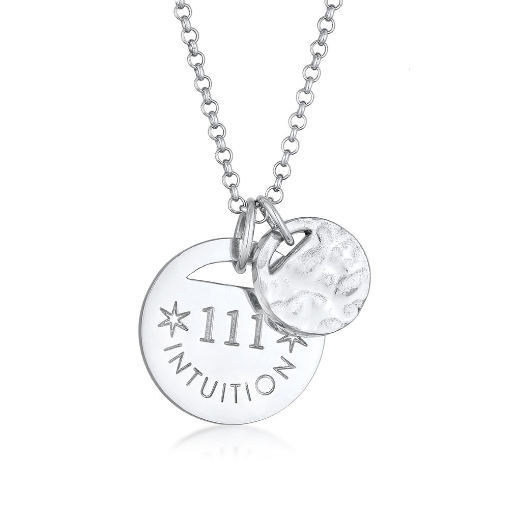 Silber - Elli | Halskette Plättchen 111 Intuition | 925er Sterling Silber