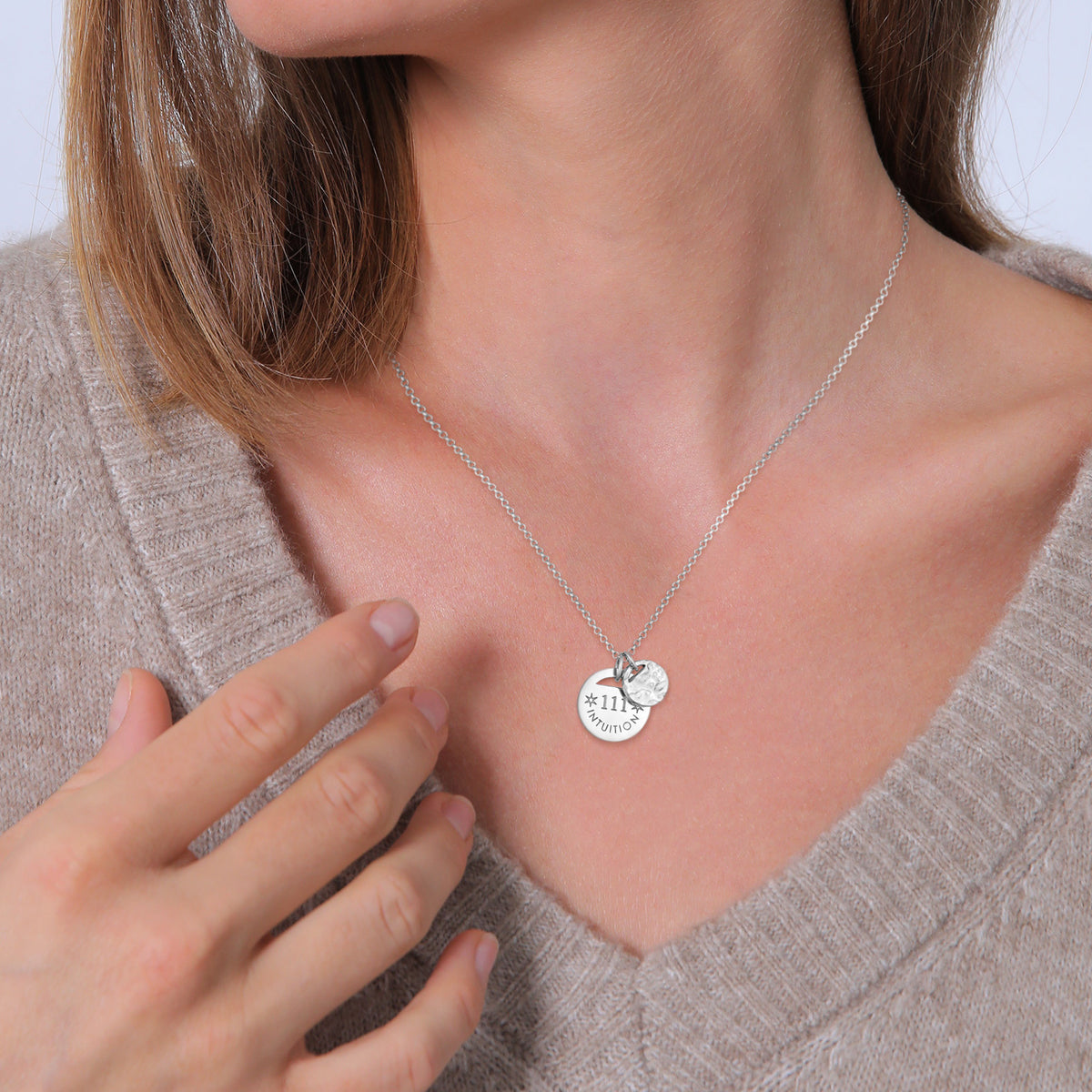 Silber - Elli | Halskette Plättchen 111 Intuition | 925er Sterling Silber