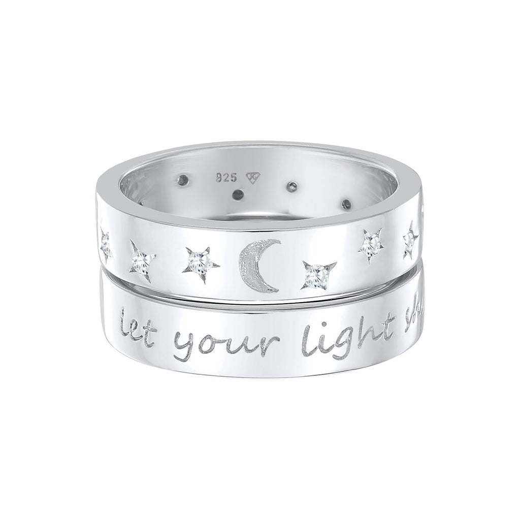 Silber - Elli | Ring-Set Astro | Zirkonia (Weiß) | 925er Sterling Silber