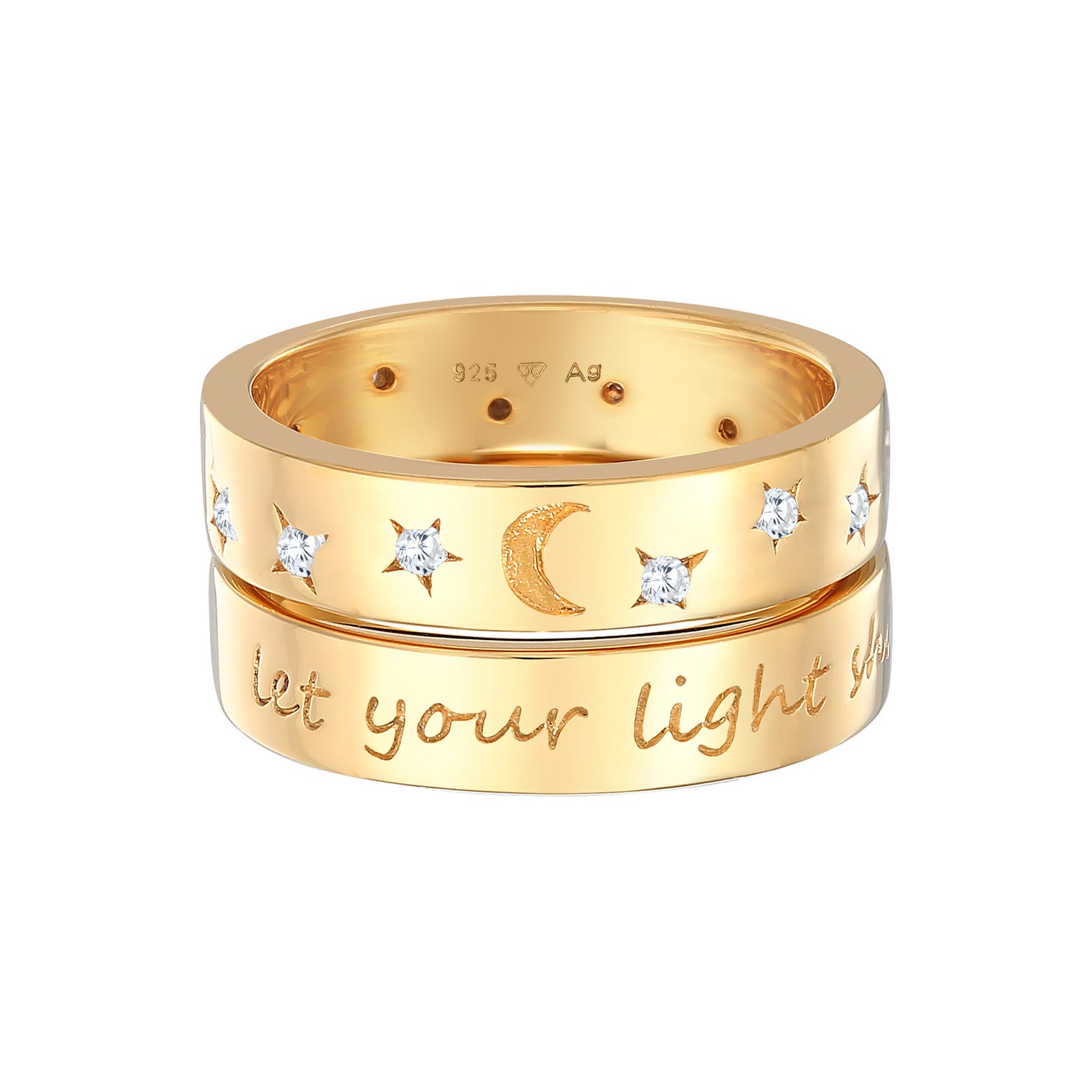 Gold - Elli | Ring-Set Astro | Zirkonia (Weiß) | 925er Sterling Silber