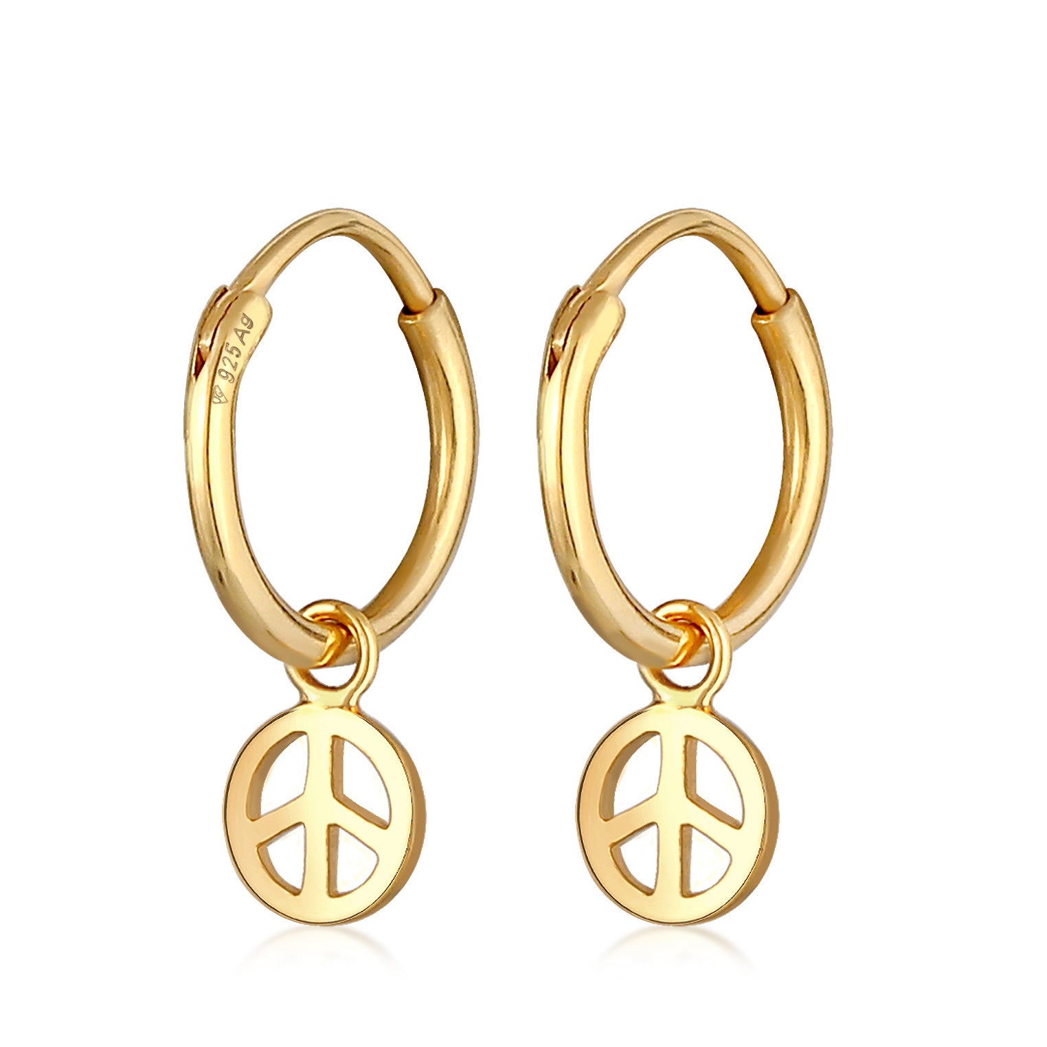 Gold - Elli | Creolen Peace | 925er Sterling Silber