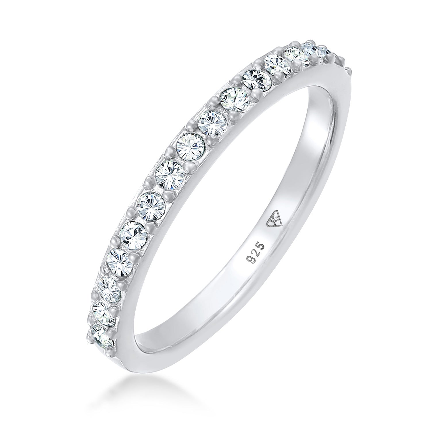 Silber - Elli | Bandring Memoire | Mit Kristallen von Swarovski® (Weiß) | 925er Sterling Silber