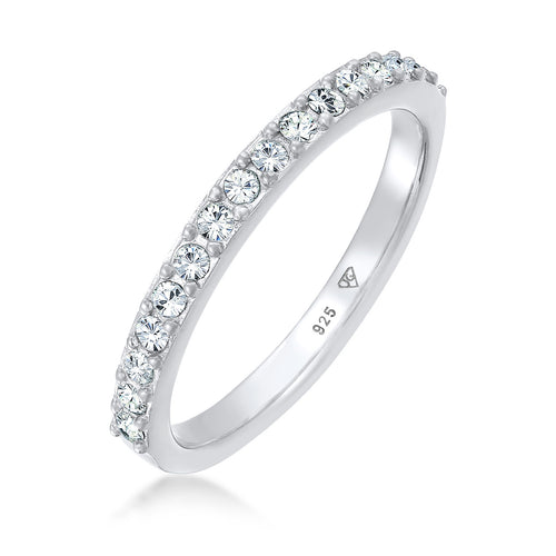 Silber - Elli | Bandring Memoire | Mit Kristallen von Swarovski® (Weiß) | 925er Sterling Silber