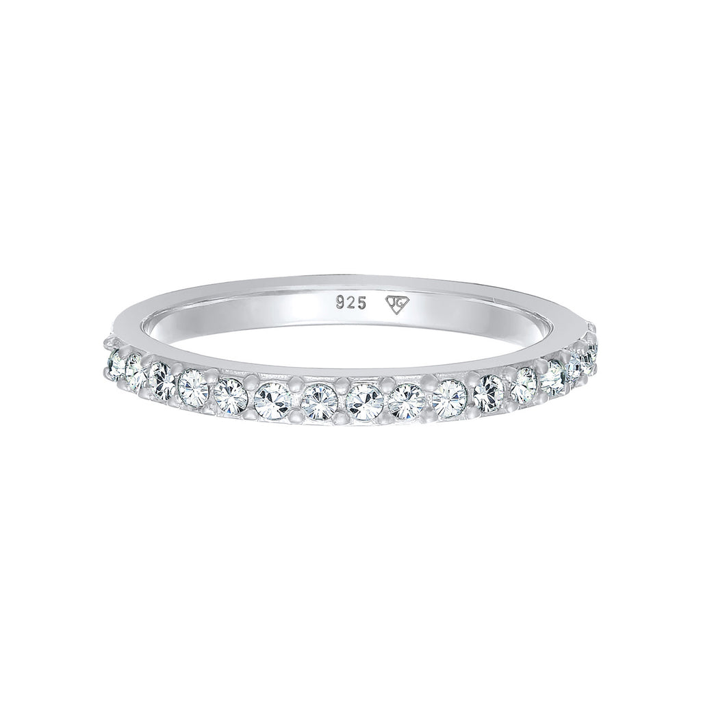 Silber - Elli | Bandring Memoire | Mit Kristallen von Swarovski® (Weiß) | 925er Sterling Silber