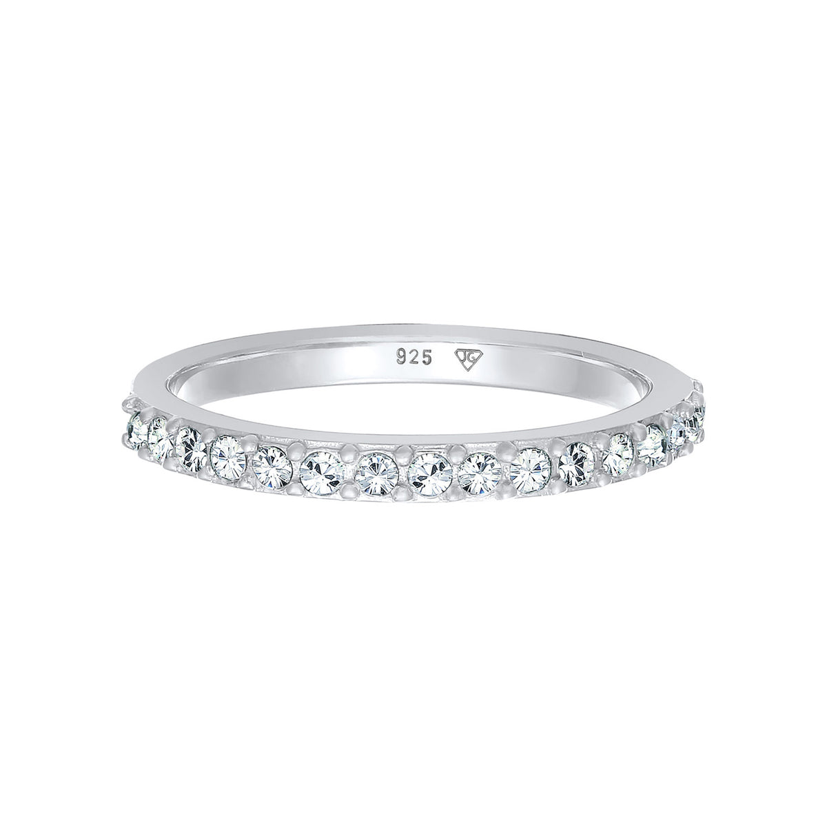 Silber - Elli | Bandring Memoire | Mit Kristallen von Swarovski® (Weiß) | 925er Sterling Silber