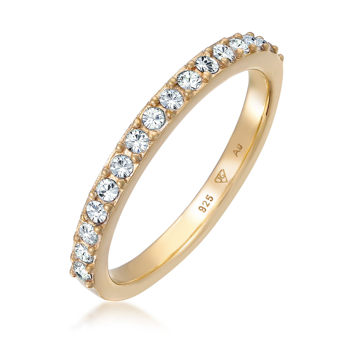 Gold - Elli | Bandring Memoire | Kristalle (Weiß) | 925er Sterling Silber