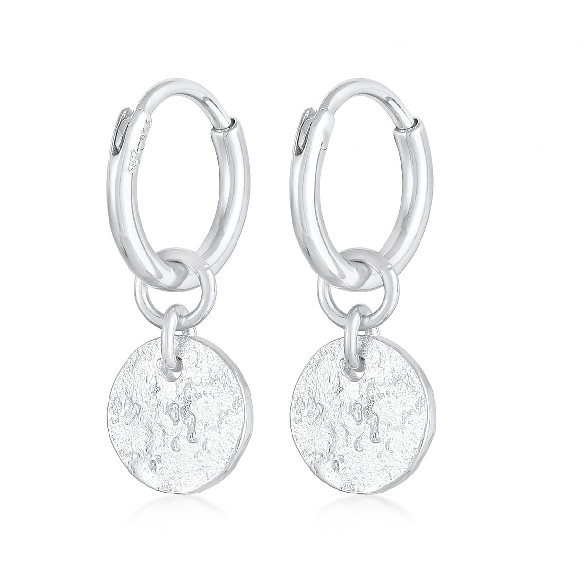 Silber - Elli | Creolen Coin Plättchen Organic Look 925 Silber