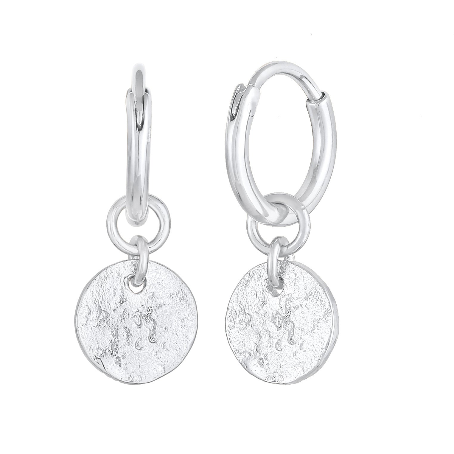 Silber - Elli | Creolen Coin Plättchen Organic Look 925 Silber