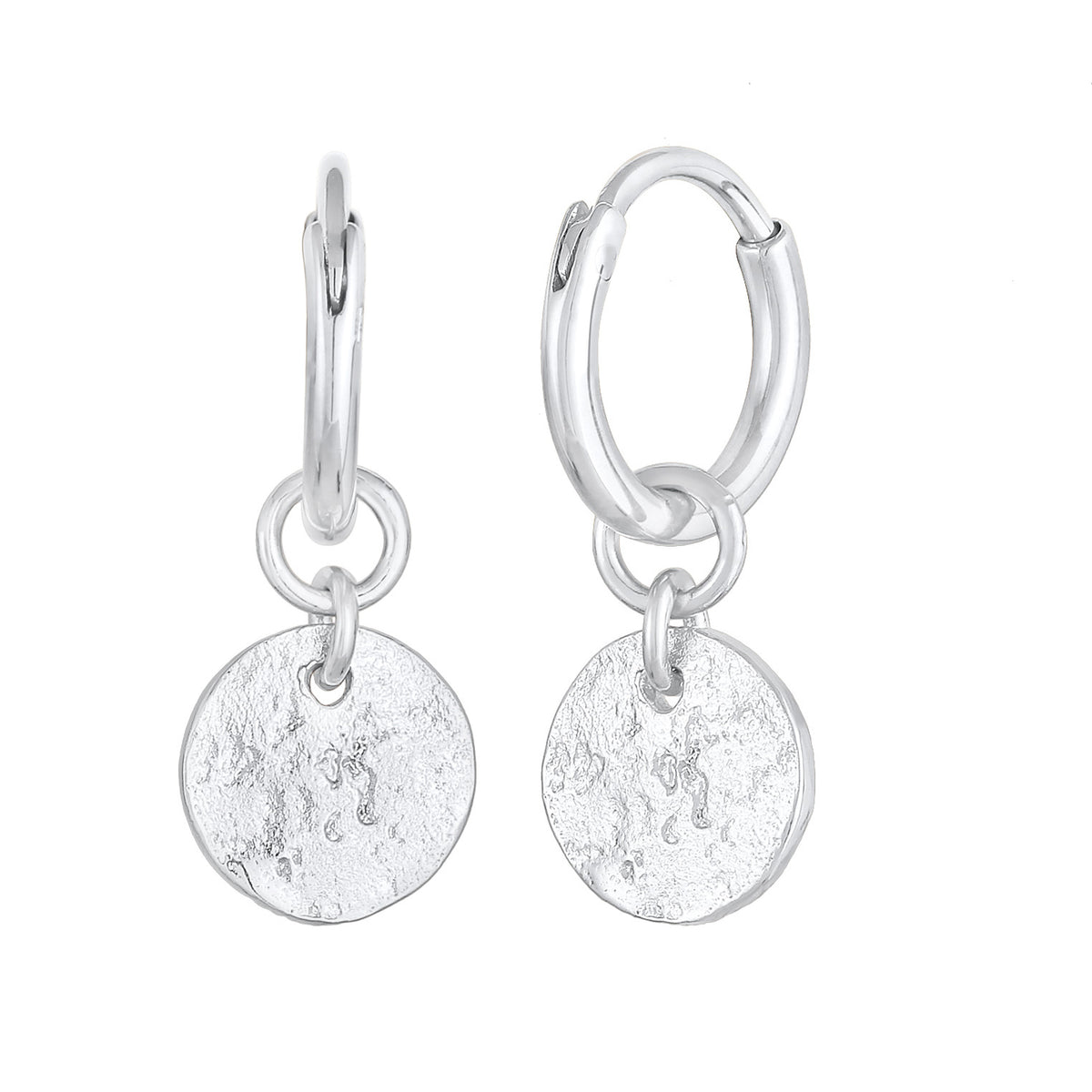 Silber - Elli | Creolen Coin Plättchen Organic Look 925 Silber