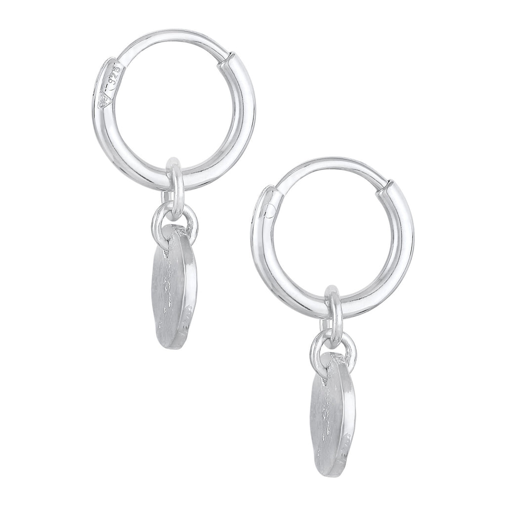 Silber - Elli | Creolen Coin Plättchen Organic Look 925 Silber