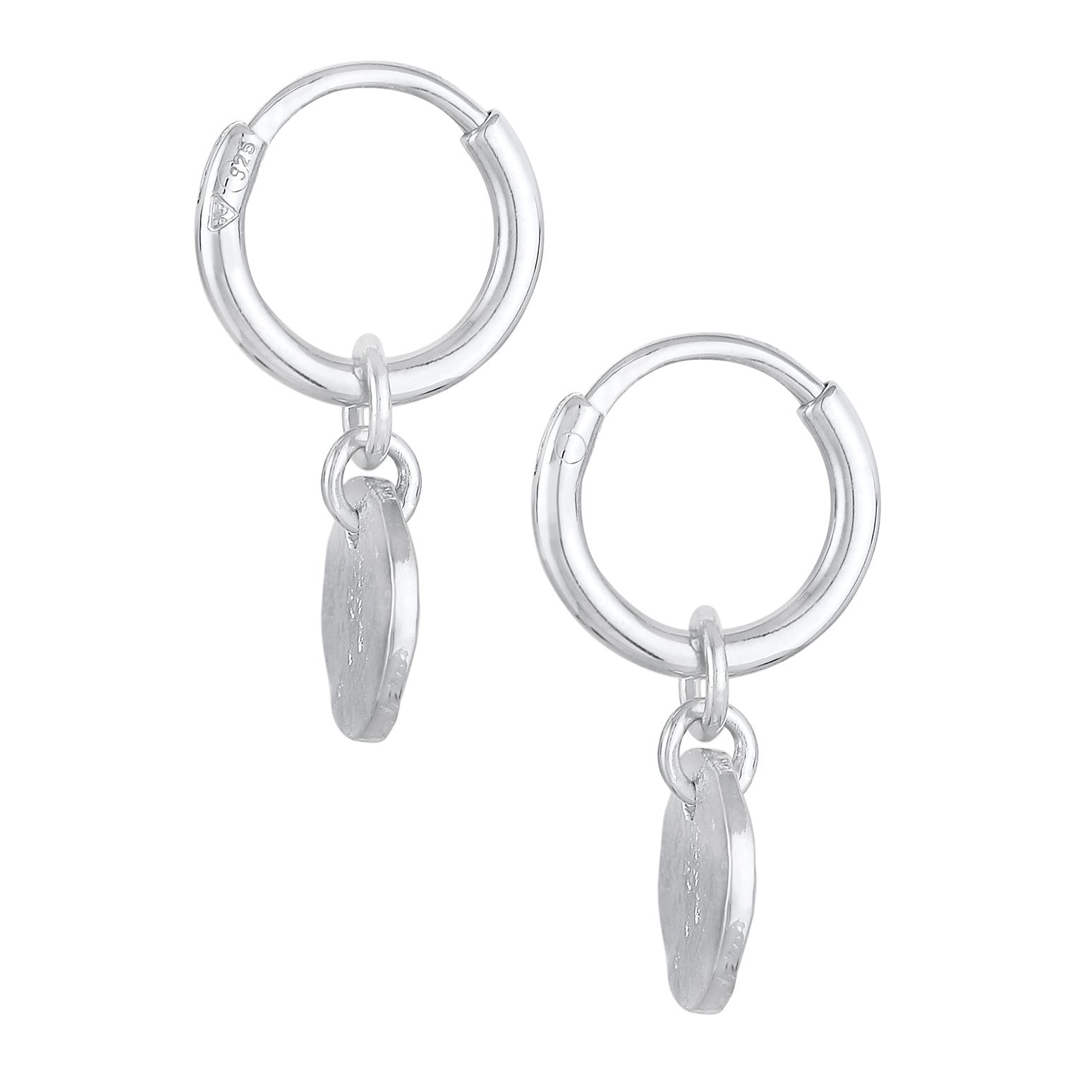 Silber - Elli | Creolen Coin Plättchen Organic Look 925 Silber