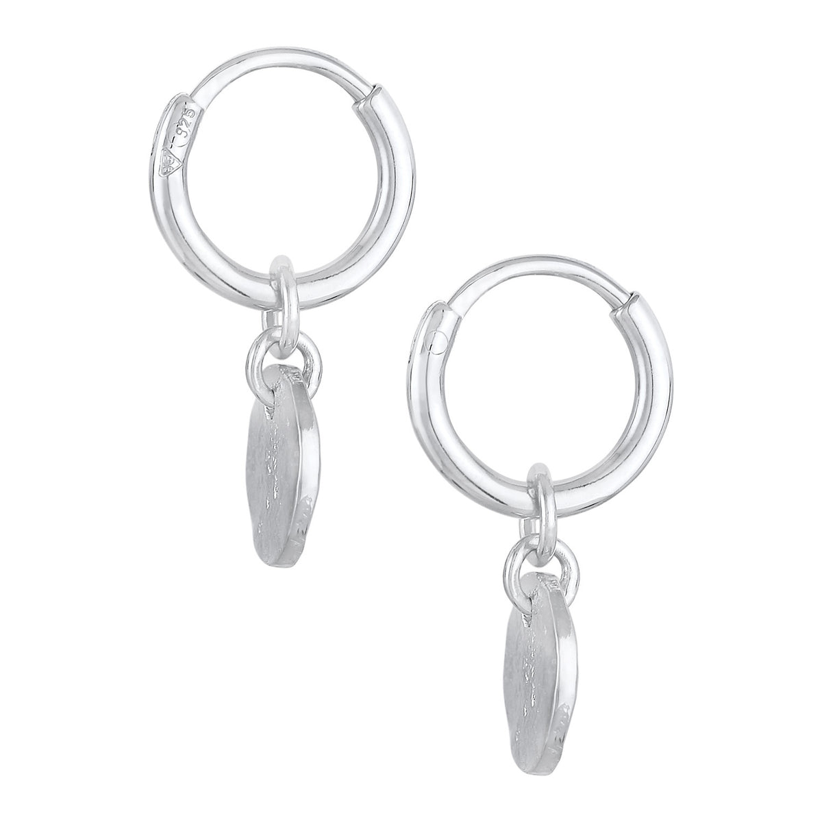 Silber - Elli | Creolen Coin Plättchen Organic Look 925 Silber