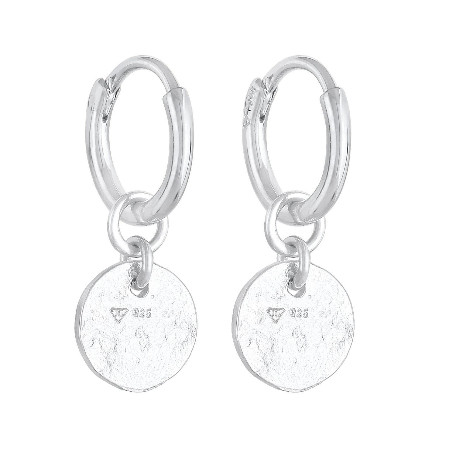 Silber - Elli | Creolen Coin Plättchen Organic Look 925 Silber