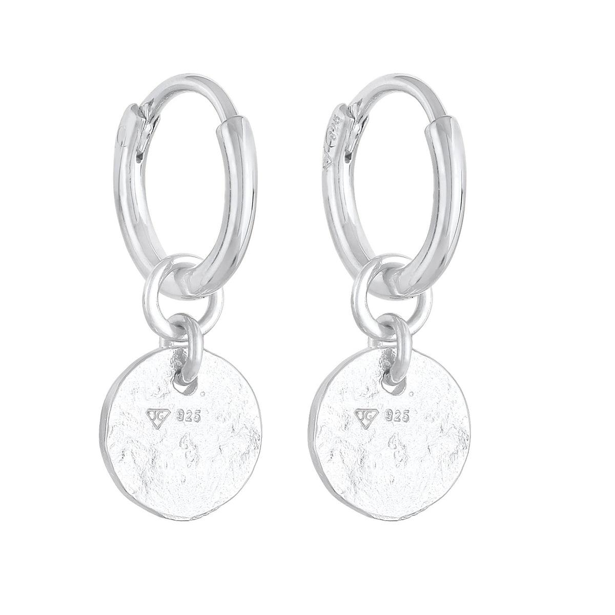 Silber - Elli | Creolen Coin Plättchen Organic Look 925 Silber
