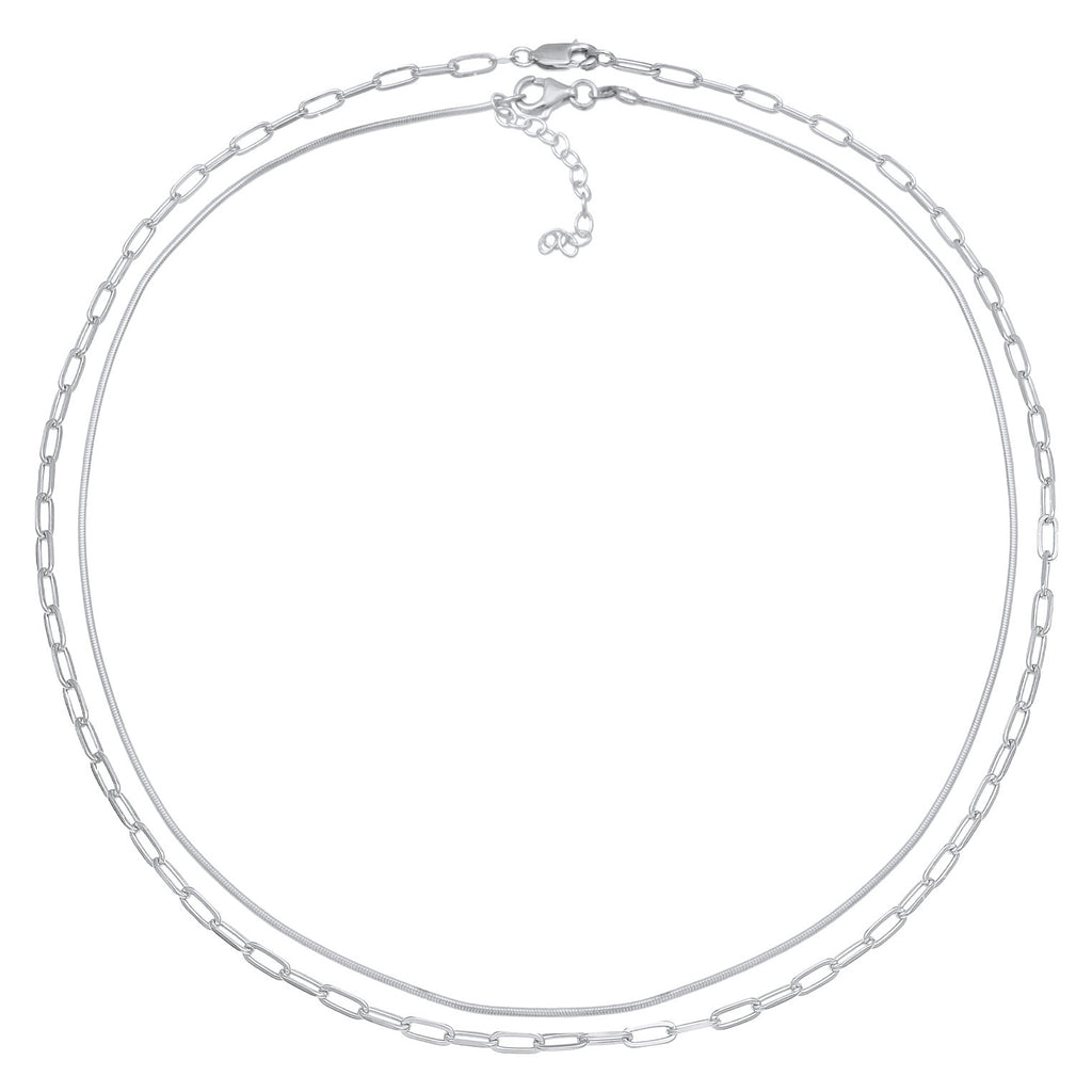 Silber - Elli PREMIUM | Choker 2er Set | 925er Sterling Silber