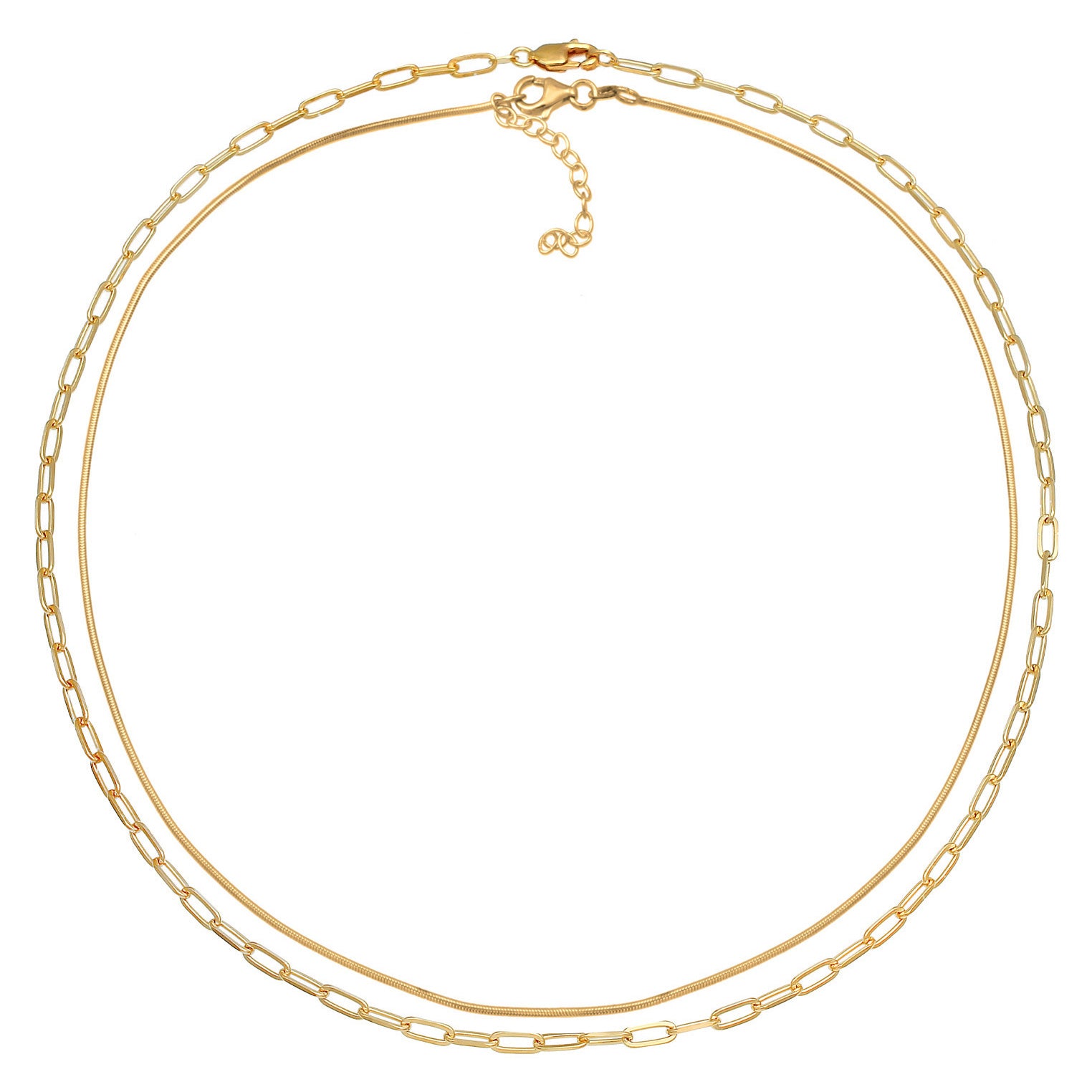 Gold - Elli PREMIUM | Choker 2er Set | 925er Sterling Silber Vergoldet