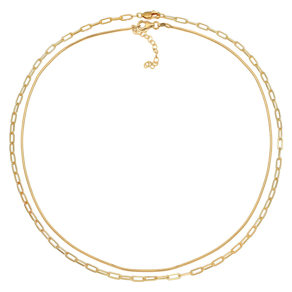 Gold - Elli PREMIUM | Choker 2er Set | 925er Sterling Silber Vergoldet