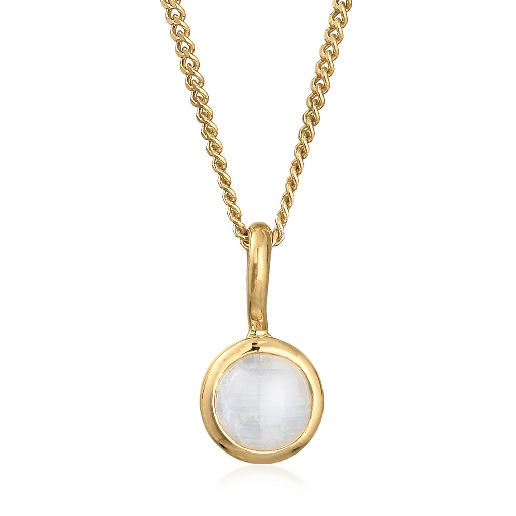 Gold - Elli PREMIUM | Halskette Rund | Mondstein (Weiß) | 375er Gelbgold