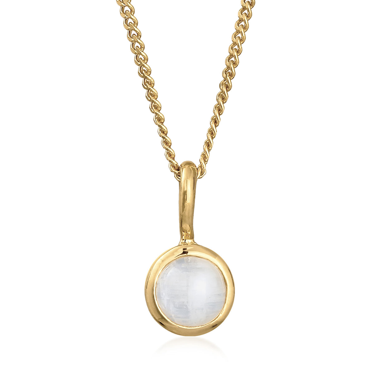 Gold - Elli PREMIUM | Halskette Rund | Mondstein (Weiß) | 375er Gelbgold