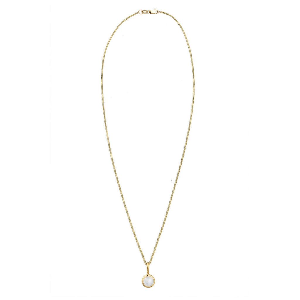 Gold - Elli PREMIUM | Halskette Rund | Mondstein (Weiß) | 375er Gelbgold