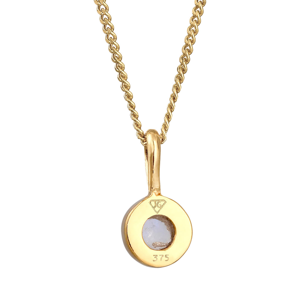 Gold - Elli PREMIUM | Halskette Rund | Mondstein (Weiß) | 375er Gelbgold