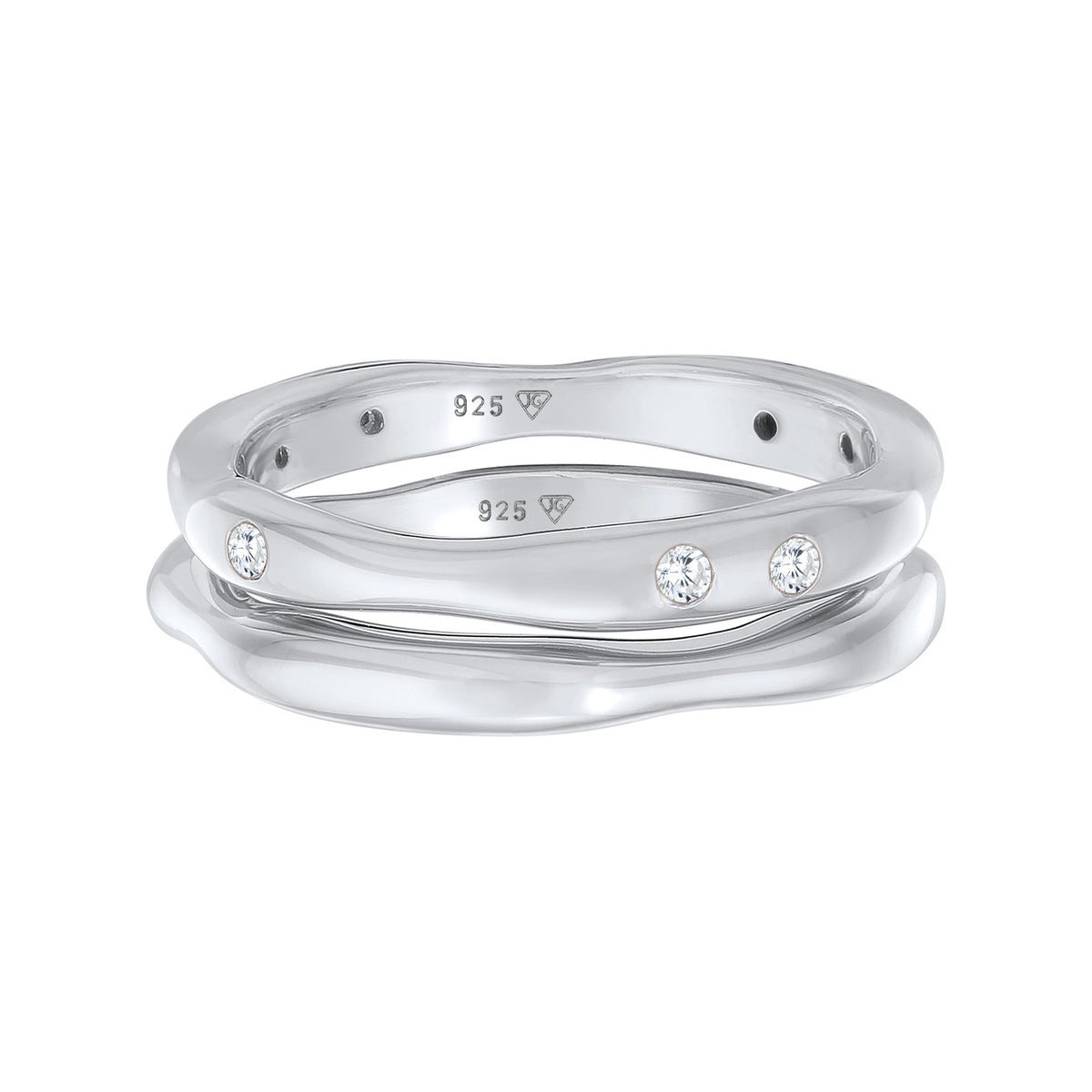 Silber - Elli | Ringset Organic | Zirkonia (Weiß) | 925er Sterling Silber