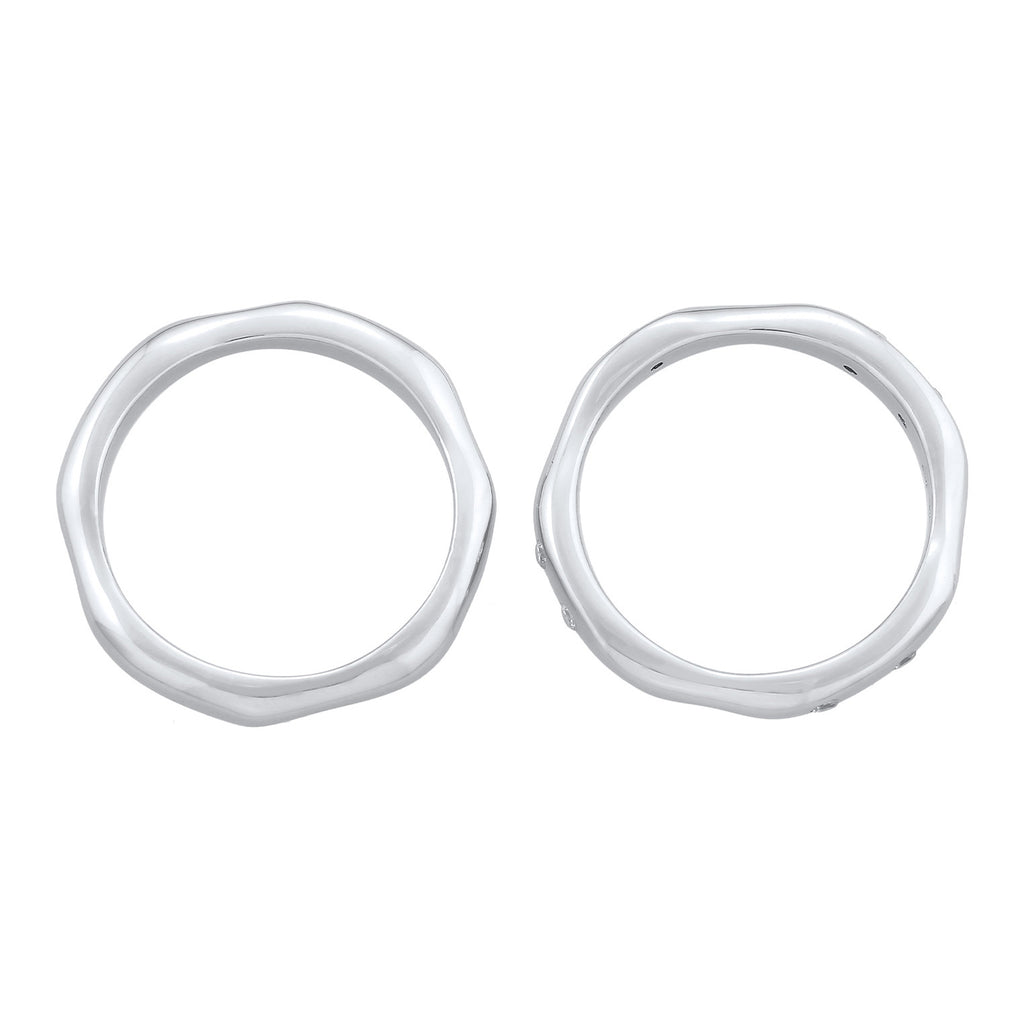 Silber - Elli | Ringset Organic | Zirkonia (Weiß) | 925er Sterling Silber