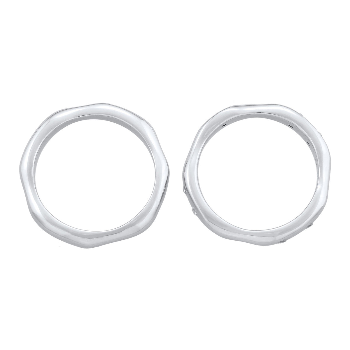 Silber - Elli | Ringset Organic | Zirkonia (Weiß) | 925er Sterling Silber
