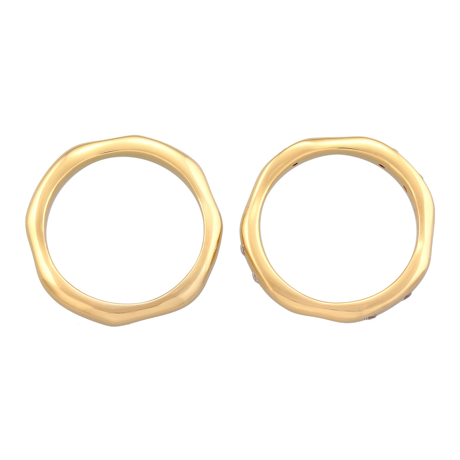 Gold - Elli | Ringset Organic | Zirkonia (Weiß) | 925er Sterling Silber Vergoldet