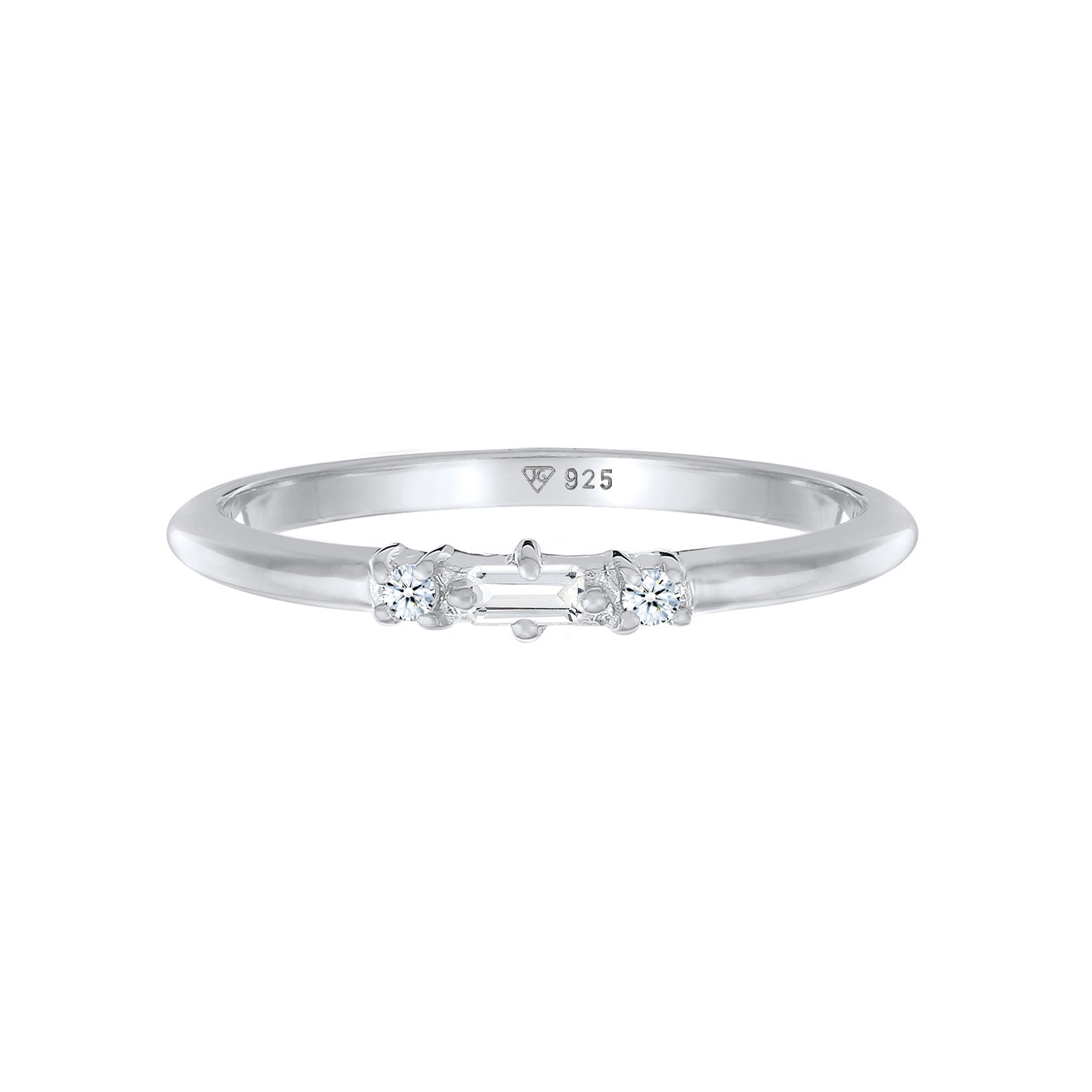 Silber - Elli DIAMONDS | Verlobungsring Diamant (0.03 ct.) Rechteck 925 Silber