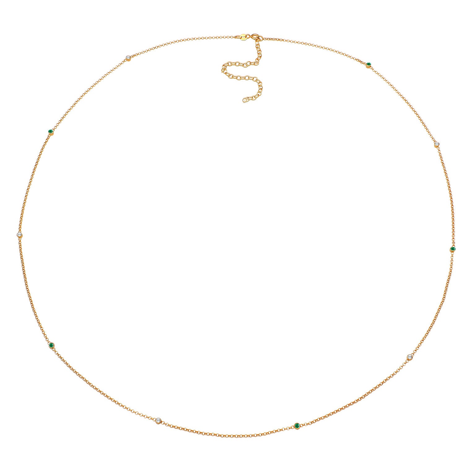 Gold - Elli | Taillenkette  Kugel | Mit Kristallen von Swarovski® (Grün) | 925er Sterling Silber